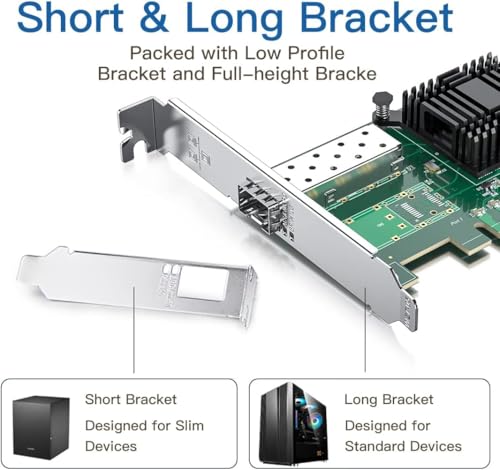 Tarjeta de Red 10Gb PCIe SFP+ con Controlador Intel 82599EN, Puerto Único SFP+, Adaptador LAN Ethernet Compatible con Windows Server, Linux y VMware, Equivalente a Intel X520-DA1 miniatura 5