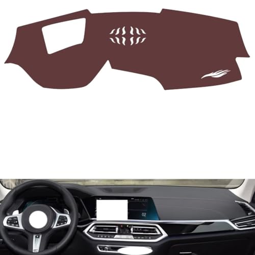 Anti-Slip Sun-Proof Dashboard Cover Compatible with BMW X7 (hud) 2019-2022, Premium Leather (Brown)