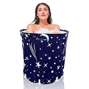 Cavendi mobile faltbare Badewanne fuer Dusche 65x70cm tragbare Kunststoff Faltbadewanne Badeeimer Erwachsene