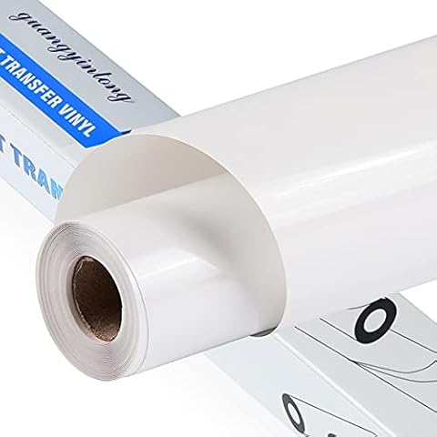 guangyintong Heat Transfer Vinyl White HTV Rolls, 12" x 40ft White Iron on Vinyl for T Shirts, Glossy Surface White HTV Vinyl for All Cutter Machine Easy to Cut & Weed for Heat Vinyl DIY Design Cover