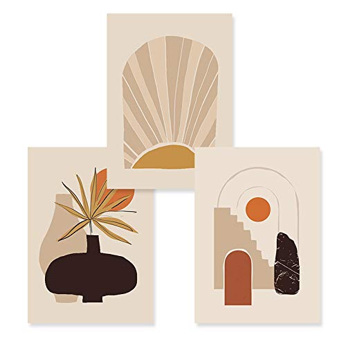 Tableau abstrait géométrique beige pour réchauffer l'ambiance de votre salon chic