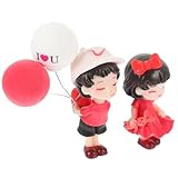 BATHVEVE 車用ダッシュボード装飾品 樹脂製ロマンチックカップル置物 風船付き祝い飾り 車内インテリア兼デスクトップ装飾品 プレゼントに