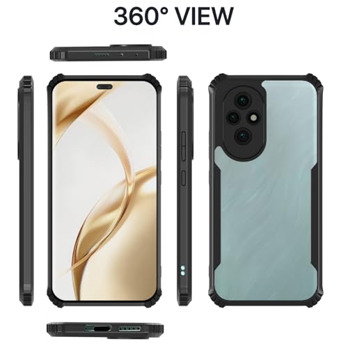 Image of Pikkme Crystal Clear Transparent Back Cover | Ultra Hyrbid | Full Camera Protection | Raised Edge | Bumper Case for Honor 200 Pro 5G (Black)