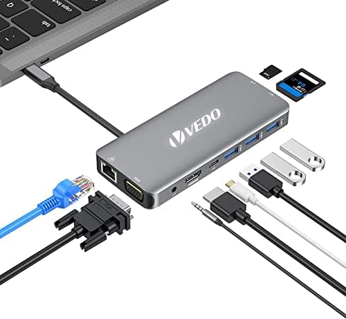 VEDO Adaptador USB C Hub Multiport - Dongle portátil 10 em 1 com HDMI ...