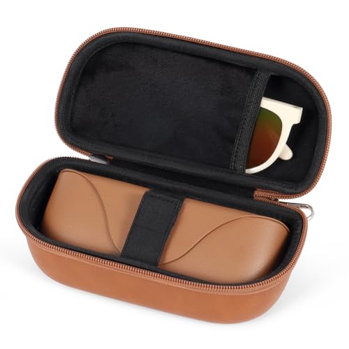 WOMACO Estojo rígido para óculos de sol Rayban Meta Charge, acessórios para óculos inteligentes, estojo de óculos de sol duplo para viagem, Marrom, tamanho �nico