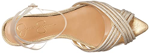 Jessica Simpson Women's Chavi Embellished Evening Flat Ballet, Clear/Gold, 9 #TOP4