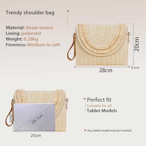 Bolso bandolera de rattan tejido a mano para mujer miniatura 4