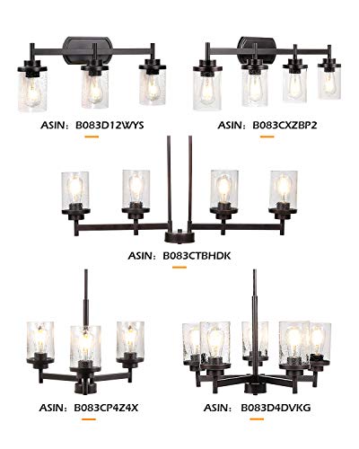 Jazava 3-Lights Modern Chandeliers Oil Rubbed Bronze Finish, Pendant Lighting Hanging Adjustable Island Light,Semi Flush Ceiling Lights For Dinging Living Room Bedroom,Clear Seeded Glass #TOP6