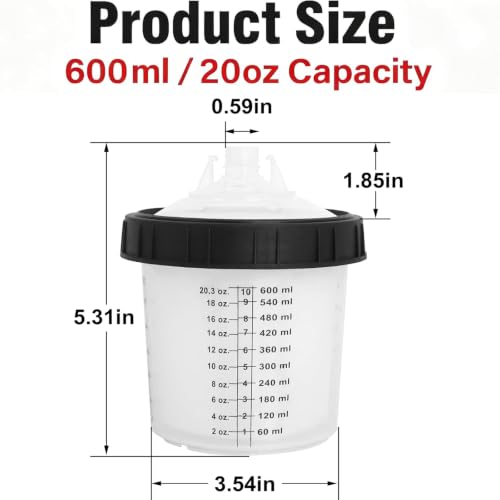 Image of Disposable Paint Cups System 20oz(600ML) with lids for HVLP /LVLP Spray Guns