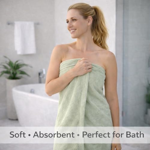 Image of Fitness Mantra Cotton Bath Towel 650 GSM | Heavyweight, Soft & Absorbent | Quick Dry | Large 30 x 60 Inch Towel for Daily Bath Use | 1 Peace| Pista|