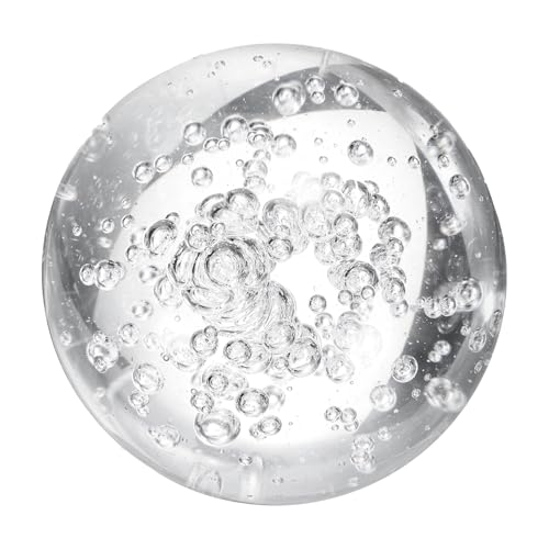 sourcing map 90mm/3.5 Crystal Sphere Ball Bubble Glass Solid Decorative Sphere Crystal Ball Prop Ornament for Feng Shui Divination Fortune Telling Tabletop Fountain Decoration, Clear