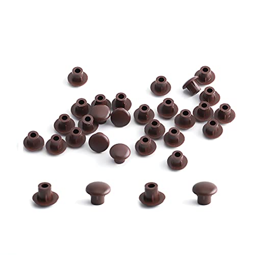 Image of MroMax 100Pcs Screw Cap Cover 3 /16inch Bottom Dia Fit for 4.5-5mm Diameter Hole Plastic Tube Cover Shelf Peg Hole Plugs for Cupboard Bookshelf Shelf Closet Cabinet Bracket Furniture Dark Brown Tone