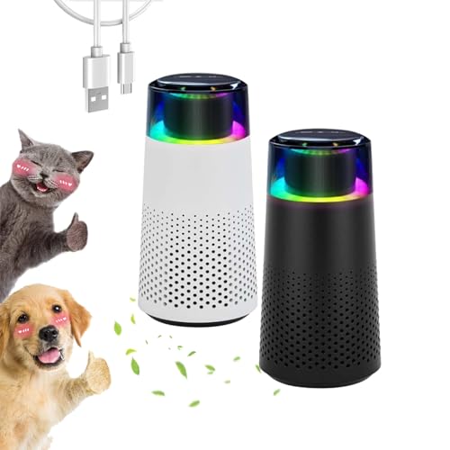 Luftreiniger Katzen, Eliminiere Katzengerüche Auf Autopilot, Leise, Schnell Wirkend, Tragbarer Luftreiniger mit LED-Licht für Auto und Zuhause (Mix*2)