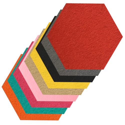 NUOBESTY 9個 毛?六角形掲示板ステッカー 自己粘着式壁貼りシール 展開 オフィス 教室 家用整理装飾用 フェルトウォールル メモや写真の掲示