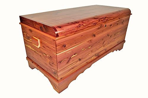DutchCrafters 46\" Heirloom Aromatic Red Cedar Hope Chest with Waterfall Edge and Scallop Feet, Storage Trunk for Blankets - Amish Made in America (Large, Natural)
