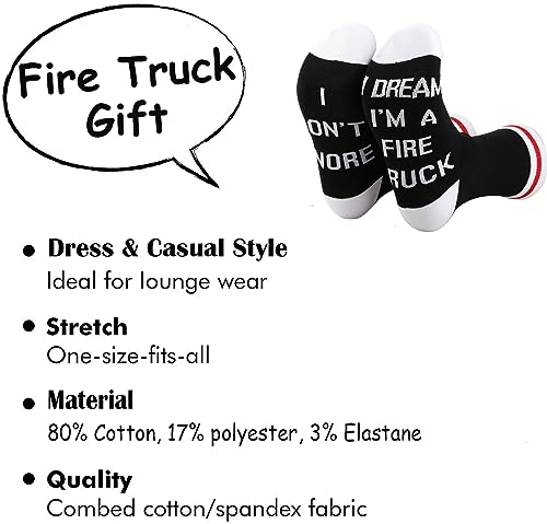 TSOTMO Fire Truck Socks Fire Truck Gift Firefighter Gift Firetruck Driver Socks I DREAM I’M A FIRE TRUCK Socks For Fireman2