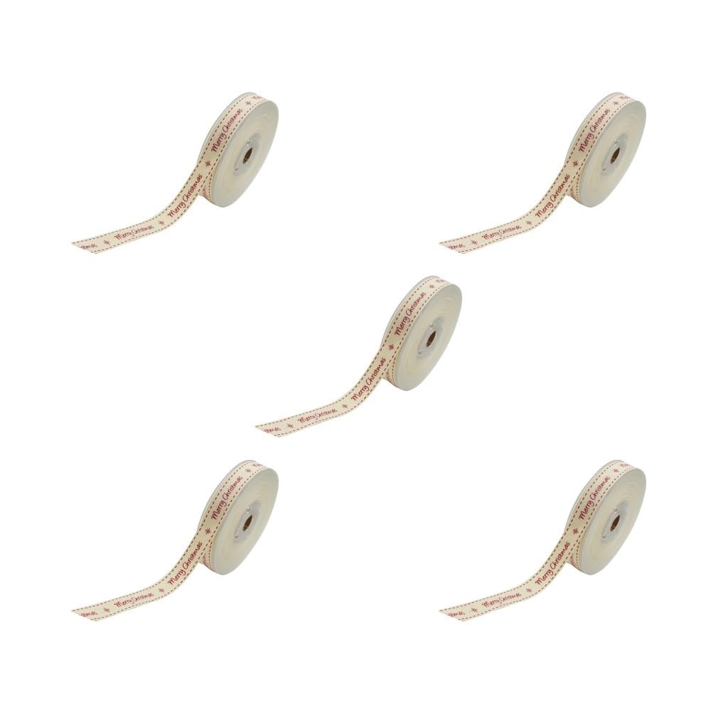 Ruban en coton Noël lot de 5 rouleaux de 20m pour paquets cadeaux festifs