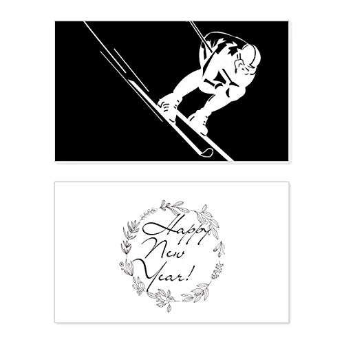 Carte de ski noire Nouvel An pour éviter les cartes de vœux banales