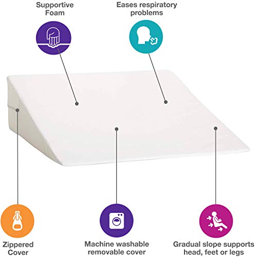 Dmi Bed Wedge Pillow And Triangle Wedge With Elevated Incline For Neck Pain, Headaches, Reflux, Shoulders, Back Pain, Foot Support, Knee Pain Or Restless Leg Syndrome, 24X24X7 Inches, White #TOP3