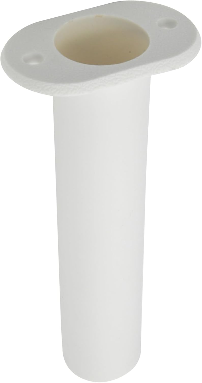 Vinland Marine White/Black Plastic Flush Mount 90° Boat Rod Holder, Vertical Flush Mount Rod Holders for Boats, Plastic Fishing Rod Holders, Jon Boat Rod Holders, Kayak Fishing Rod Holder.
