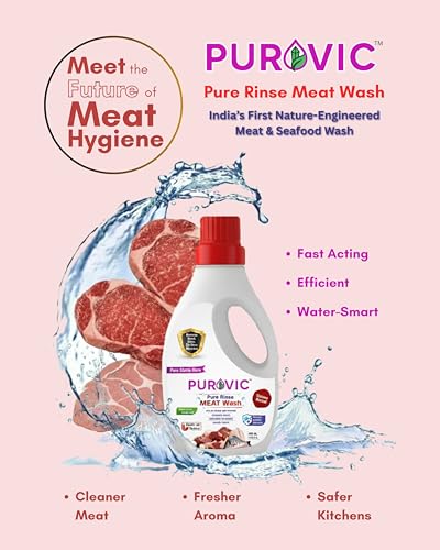 Image of Pure Rinse Meat Wash Combo | Nature-Engineered Meat & Seafood Cleaner | Fast-Acting Formula | Removes Odour,Blood & Fat Film | Safe for Chicken, Fish & Mutton | 500ml Each - (Pack of 2)
