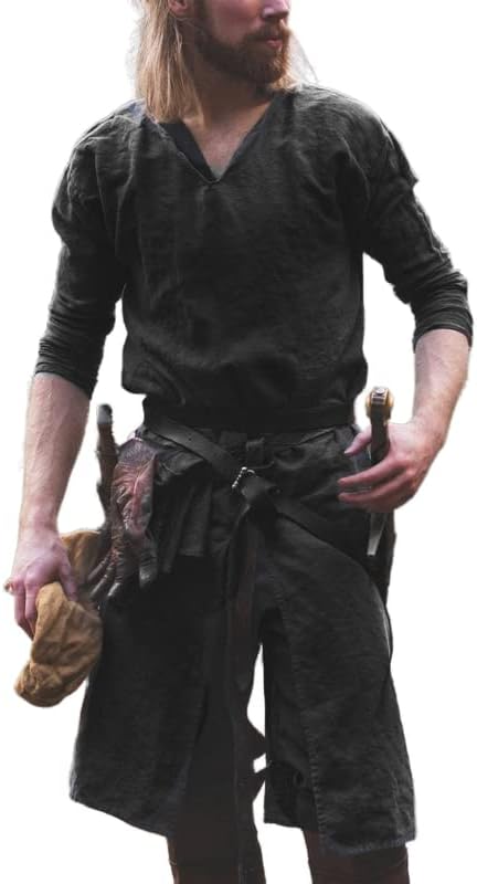 Men's Medieval Knight Tunic Shirt Men's Viking Pirate Costume LARP Halloween Cosplay Tunic Tops