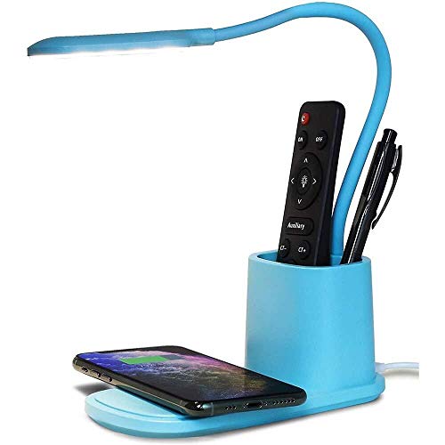 Lampe De Bureau À LED Avec Chargeur Sans Fil 10W, 2 Modes De Couleur 3 Luminosité Porte-stylo De Commande Tactile Sensible Pour La Lecture De Dortoir De Bureau (Color : Blue) Cover
