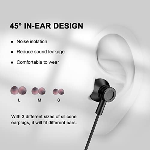 Amazon Brand  Eono Wired Earphones,3.5 MM Earbuds with mic and volume control In-ear headphones with sound insulation, suitable for iPhone, iPad, smartphone, Android, PC and 3.5mm jacks