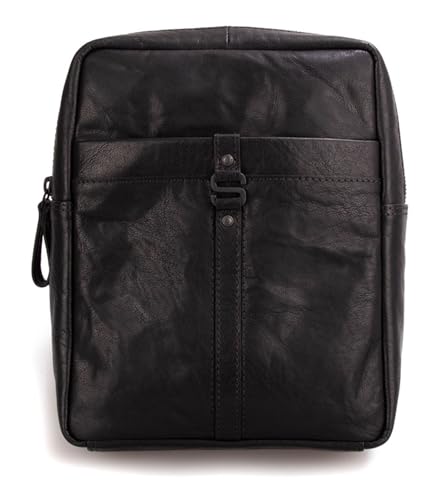 Sac à dos noir en cuir véritable Bronco Spikes & Sparrow, sac de loisirs urbain