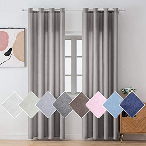 MIULEE Regalo Navidad 2 Cortinas modernas para Ventana Super y Cómodas Decorativas para Casa Visillos Semitraslúcidos con 8 Anillas para Habitación Salón Cuarto Dormitorio 140*175cm Color Gris Oscuro