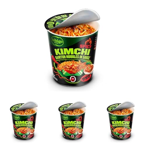 Bibigo Ramyun Ramen Noodles, Spicy Kimchi, 3.45 Ounce (Pack of 4) image 2