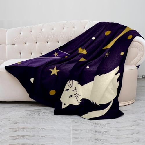 Couverture microfibre chat blanc pour cocooning sur canapé et voyage - 5