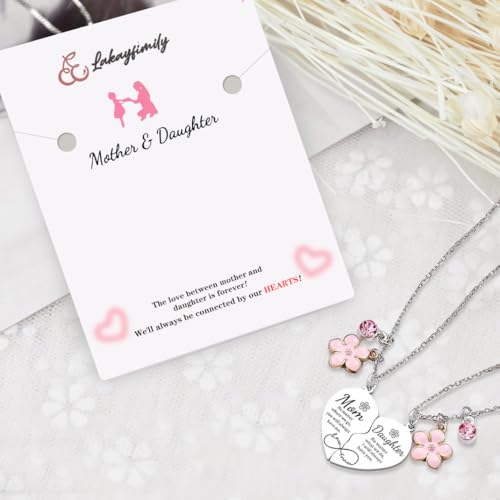 Gifts for Mom&Daughter 2pcs Mom Daughter Heart Matching Pendant Necklace Set Cute Jewelry Accessories for Mom Daughter Birthday Anniversary Christmas Gifts2