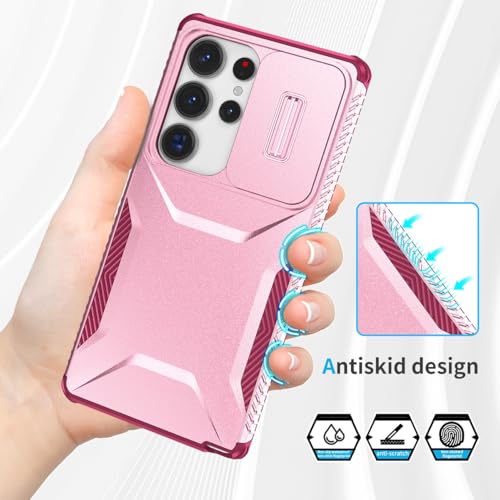 Yerebel Case for Galaxy S25 Ultra Case, for Samsung S25Ultra 5G SM-S938B Cases with Slide Camera Cover, Military Grade Non-Slip Shockproof Protective Phone Cover for Samsung Galaxy S25 Ultra Pink Wine by Yerebel - Used condition - Image 4