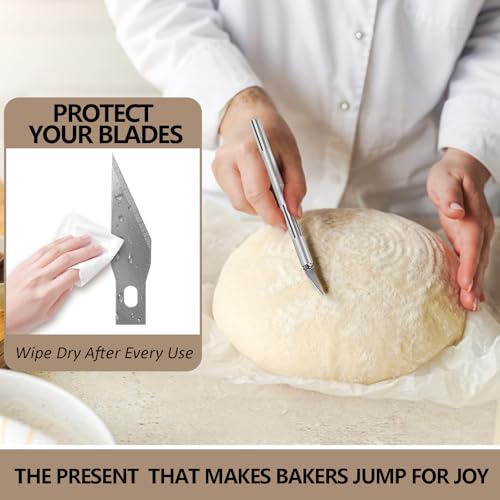 Furneet Premium Bread Lame - Sourdough Scoring Tool Kit with 21 Blades, Safety Cover, 2 Finger Sleeves, Pattern String - Stainless Steel Dough Scorer Knife for Artisan Bread Baking — view 6