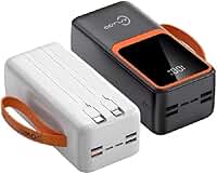 Carregador de Alta Autonomia 50000mah Conexão Digital Turbo PD para Viagens e Camping Fonte de Energia Portátil Turbo 22.5W PD Ultra Capacidade Multidispositivo (Preto/Branco)
