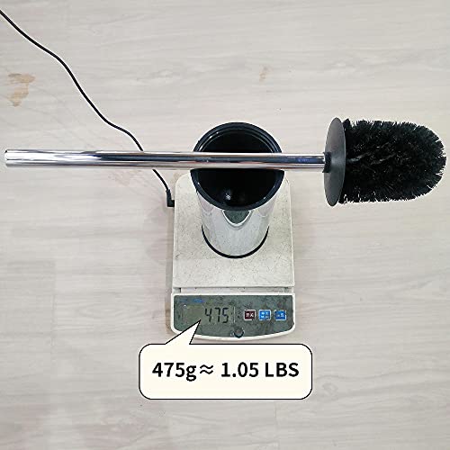 Image of Freestanding Toilet Brush Holder for bathrooms 304 Stainless Steel Toilet Brush Stand Round Storage and Organization Rust Resistant 18-inch high Polished Chrome Finished
