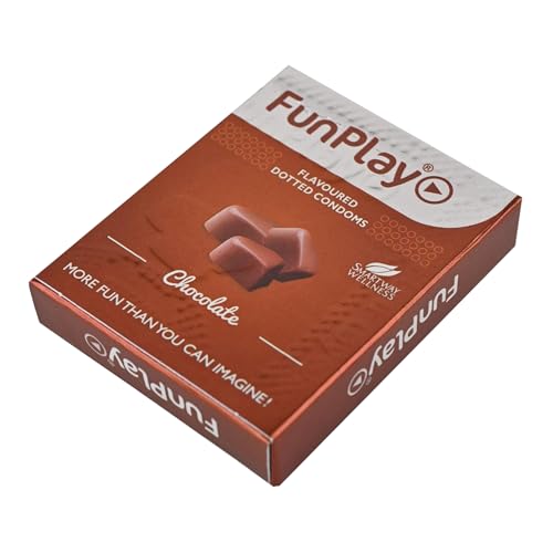 Image of Funplay Chocolate Dotted Condoms 3 PCS | Flavoured Latex Condoms with Dotted Texture | Pre-Lubricated Smooth Surface | Comfortable Fit | Travel Friendly Pack | For Men