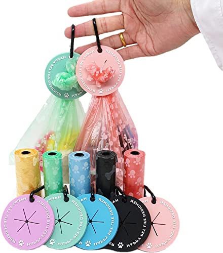MEISO 5 Stücke Hundekotbeutelhalter, Kotbeutelhalter mit Karabiner-Clip, freihändiger Kotbeutelhalter für Leine, Haustierkotbeutelspender für Hundespaziergänge, Zubehör