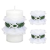 Kommunionkerze Tropfschutz,4-9cm Tropfenfänger Kerzentropfschutz,2 Stück Tropfschutz Taufkerze,Weiß Taufe Fisch Deko Kerzenrock,für Taufkerze Kommunionkerze Hochzeitkerze