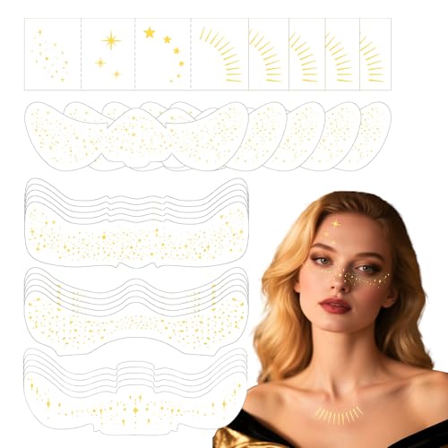 Sularpek 25 PCS Glitzer Gesicht Sommersprossen Tattoo, Goldene Wasserdichte Glitzer Aufkleber, Freckles Gesichtstattoo, Festival Freckles, Glitzer Sommersprosse Für Party, Festival