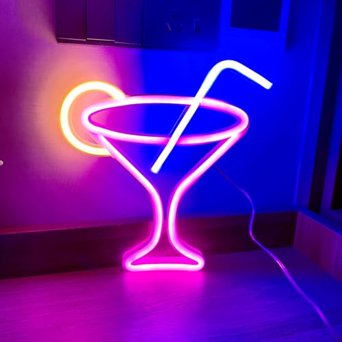 Rosa Neon Schild Cocktails LED Weinglas Neonlicht Batterie und USB Dual betrieben Bar Neon Nachtlicht Schilder für Wanddekoration Cocktail-Nachtlampe für Bar Club Cocktailbar Restaurant Geschäft Rosa Neon Schild Cocktails LED Weinglas Neonlicht Batterie und USB Dual betrieben Bar Neon Nachtlicht Schilder für Wanddekoration Cocktail-Nachtlampe für Bar Club Cocktailbar Restaurant Geschäft