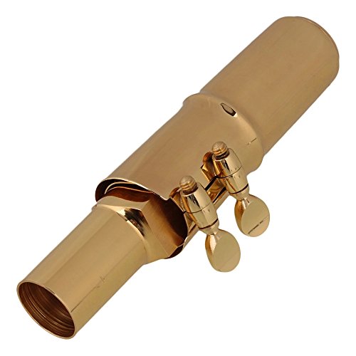 image for SYLIFE E-flat Alto Saxophone Sax Mouthpiece Cap Ligature Gold plate 7#