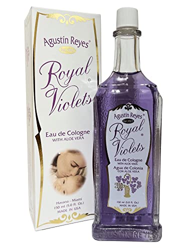 Agustin Reyes Royal Violets Cologne with Aloe Vera GLASS bottle 5 Fl oz Gently and refreshing fragance for baby childrens and adults