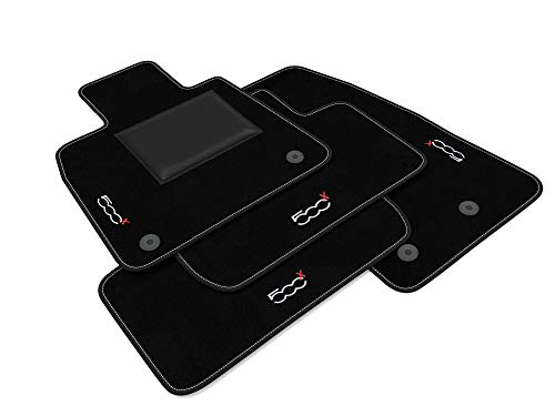 Tapis de voiture Fiat 500X 2015-2025 en velours noir antidérapant