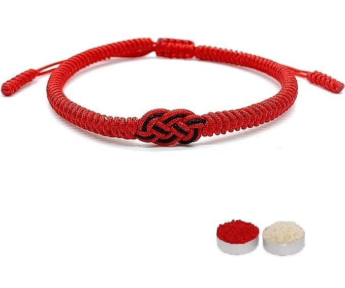 El Regalo 1PC Infinity Love Knot Lucky Rakhi for Brother - Hand Braided Amulet Knot Thread String Rakhi with Roli Chawal, Rakhi Message Card in Gift Box (Red) (B0CF9VTSK2) Amazon Price History, Amazon Price Tracker