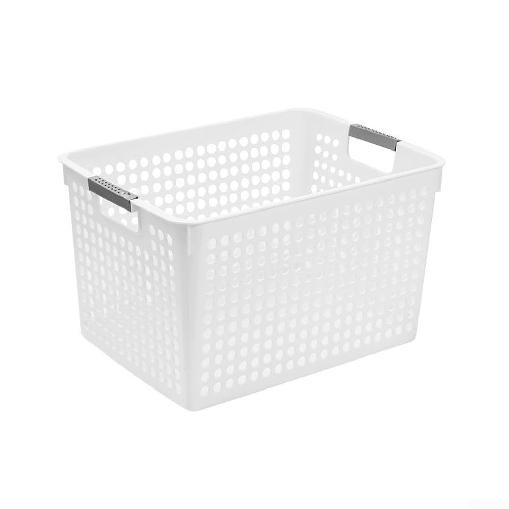 Panier de Rangement Plastique Gris 14x8in Poignées(L)