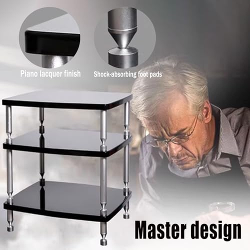Stereo-Ständer, Plattenspieler-Konsolenschrank mit Regalen, AV-Media-Ständer, Audio-Rack für Entertainment-Center und Bodenaufbewahrung