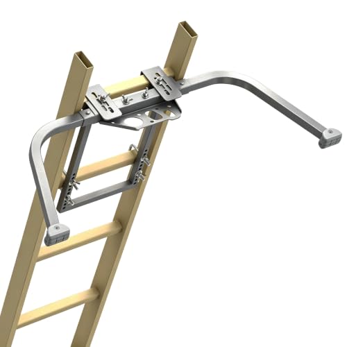 Ladder Stabilizer for Gutter Cleaning Tools and Wall,Heavy Duty Roof Ladder Hooks Steel Extension Ladder stabilizer with Ladder Accessory,Ladder Standoff with Anti-Slip Rubber Feet (Silver Gray)