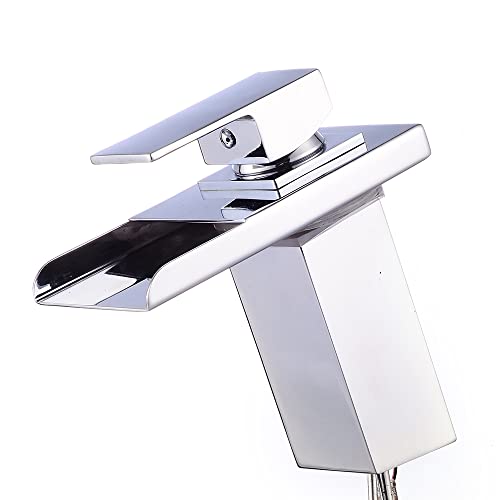 MEELRYD Robinet cascade à LED haut - RVB - 3 changements de couleur - Mitigeur monocommande avec capteur de température - Pour salle de bain - Argenté